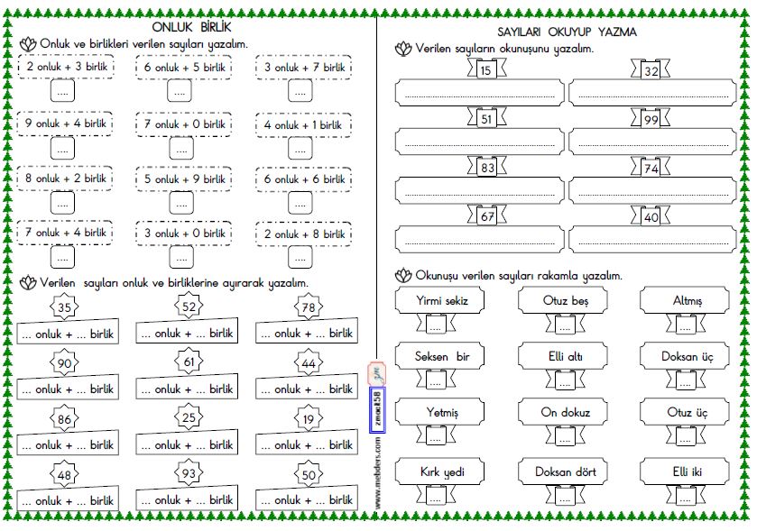2. Sınıf Matematik Kasım Tatili Ödev Paketi